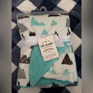 Teal and Gray Baby Fleece Blanket